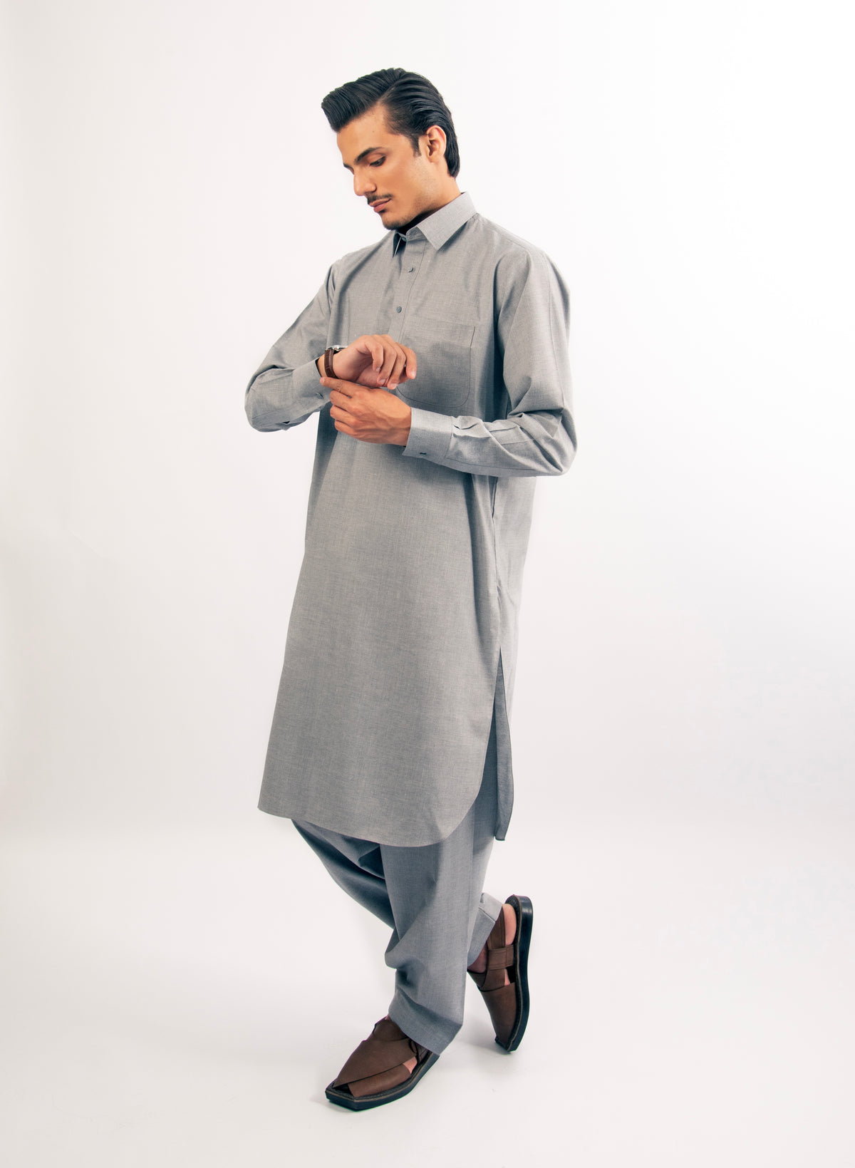 Light Grey Blended Shalwar Kameez