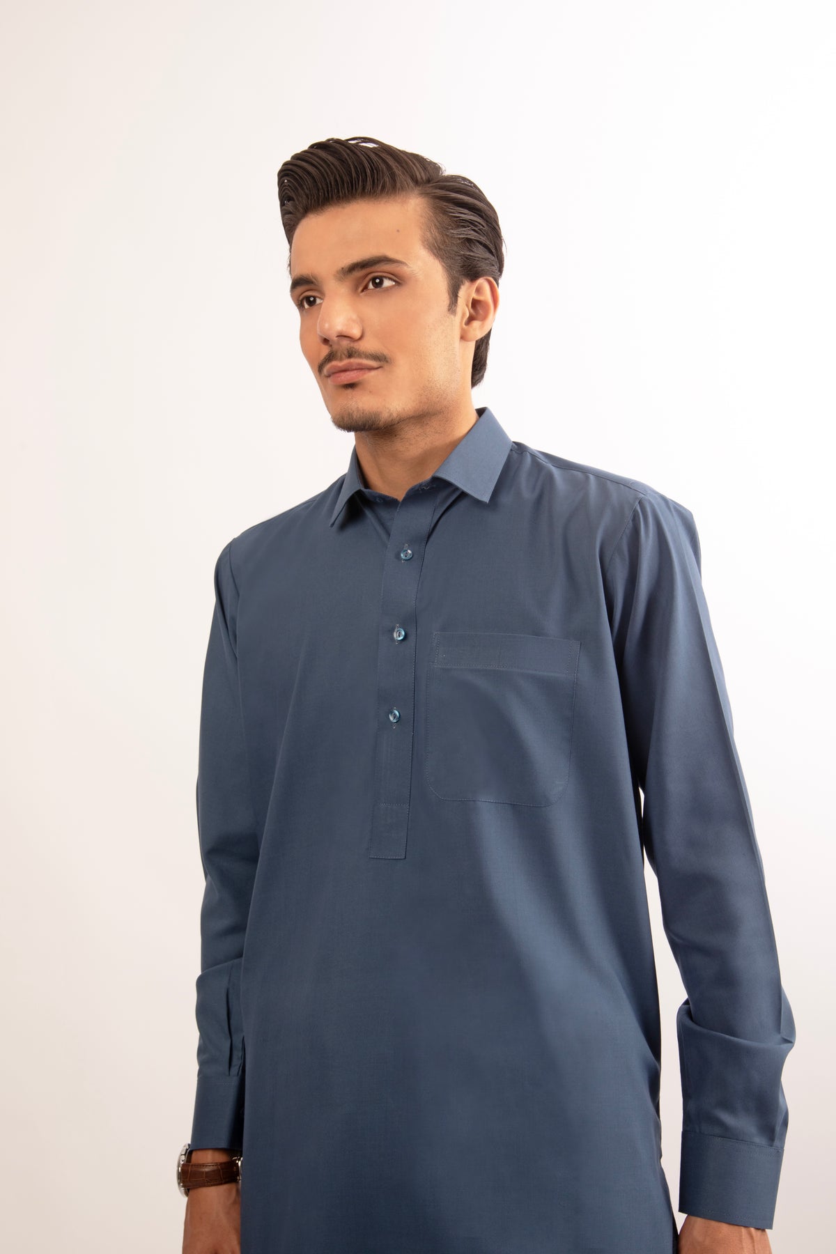 French Blue Blended Shalwar Kameez