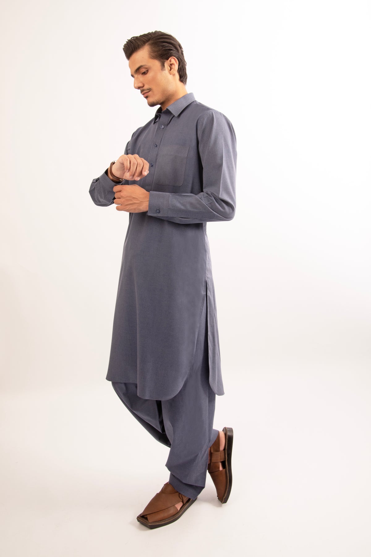 Midnight Blue Blended Shalwar Kameez