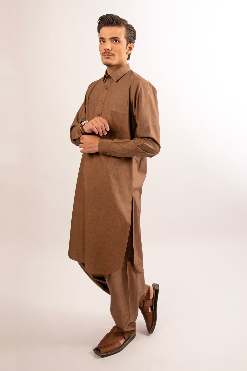 Clay Brown Blended Shalwar Kameez