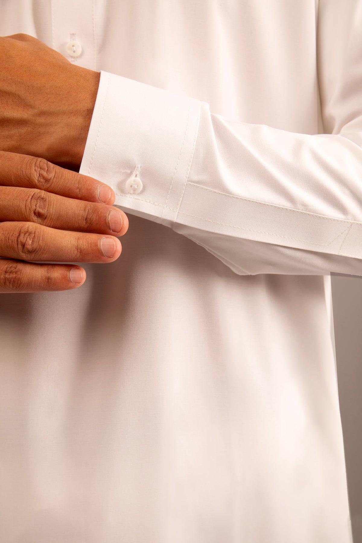 White Blended Shalwar Kameez with Patti Collar