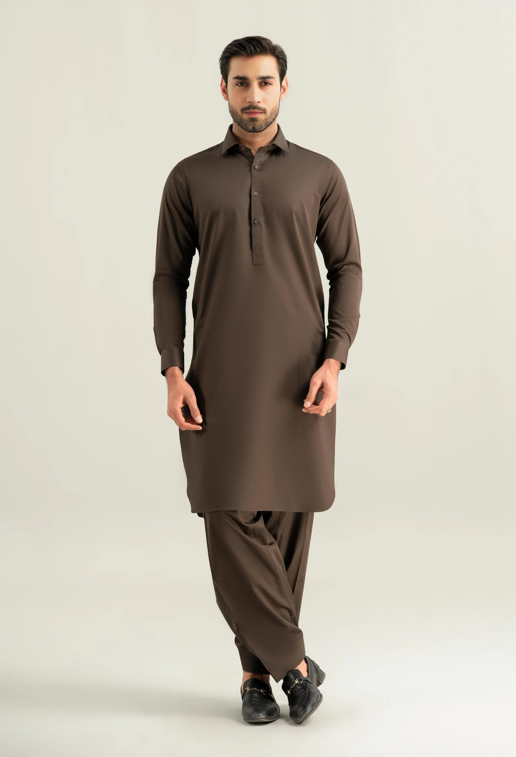 Dark Brown Blended Shalwar Kameez