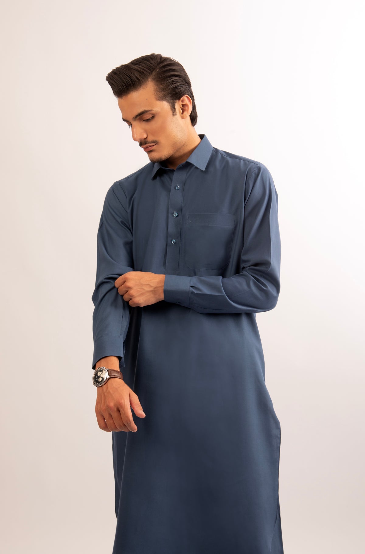 French Blue Blended Shalwar Kameez
