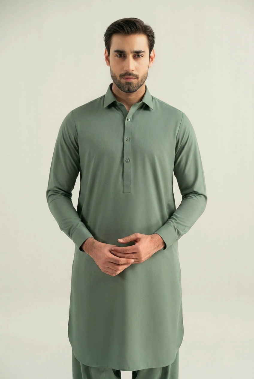 Sage Green Blended Shalwar Kameez