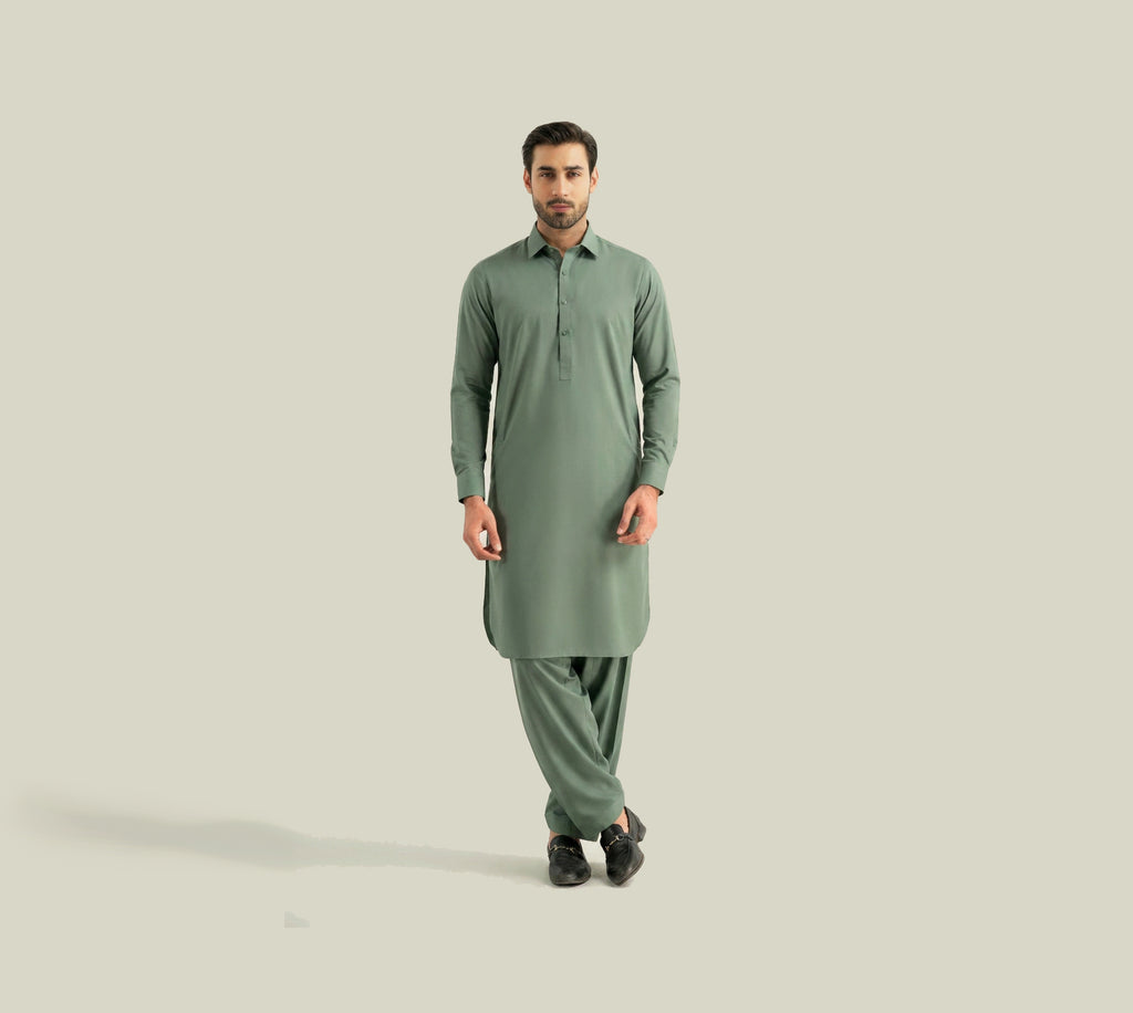 Sage Green Blended Shalwar Kameez