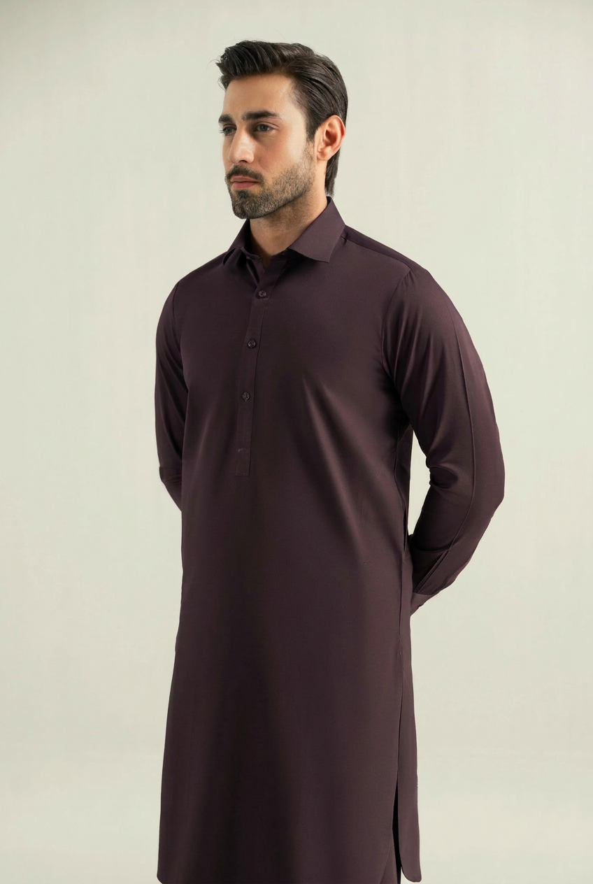 Plum Blended Shalwar Kameez