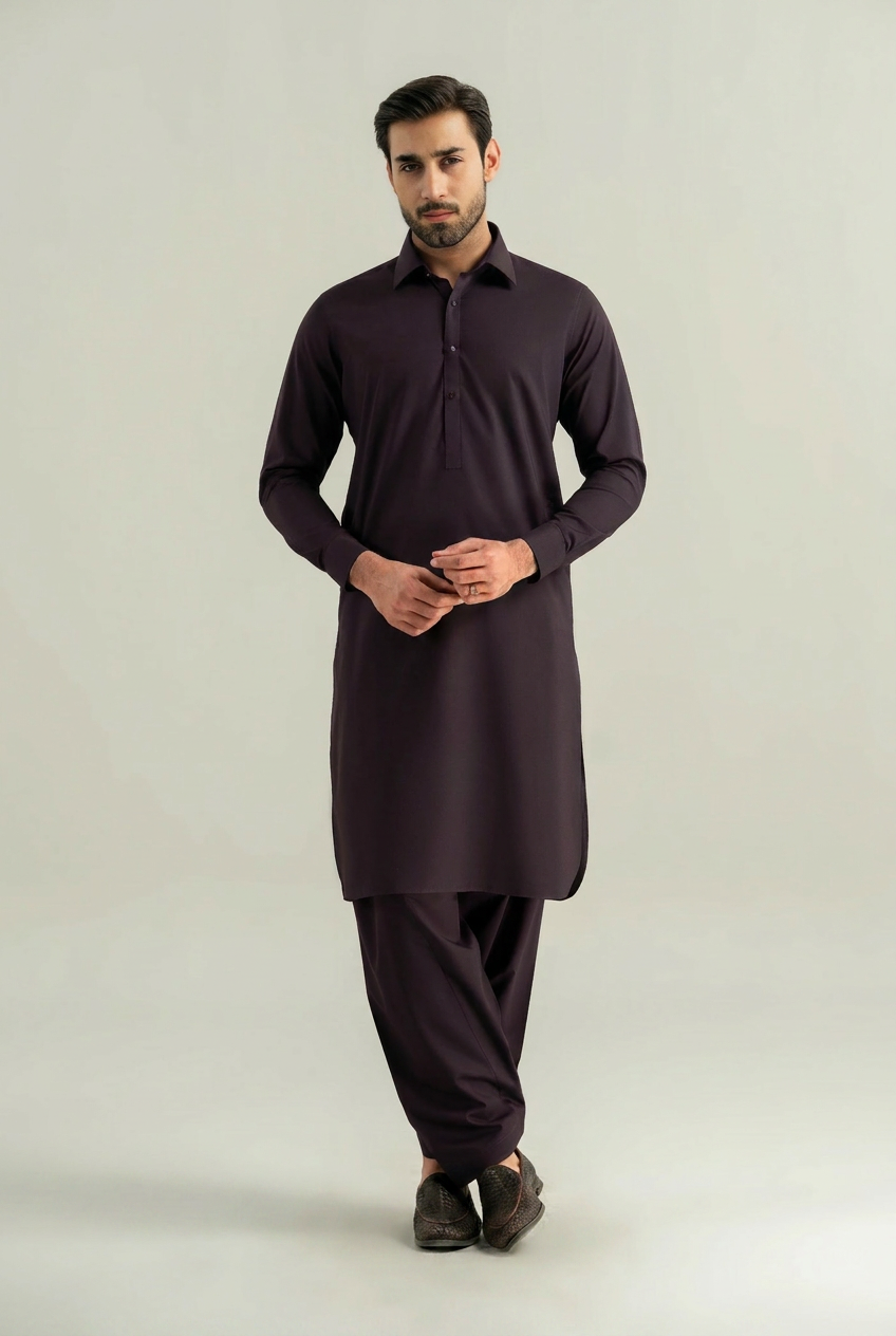 Plum Blended Shalwar Kameez