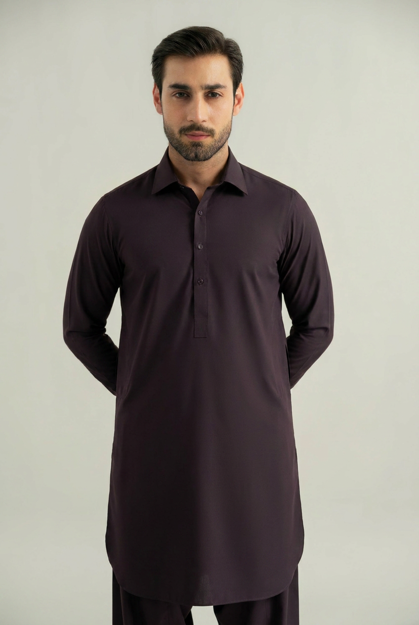 Plum Blended Shalwar Kameez