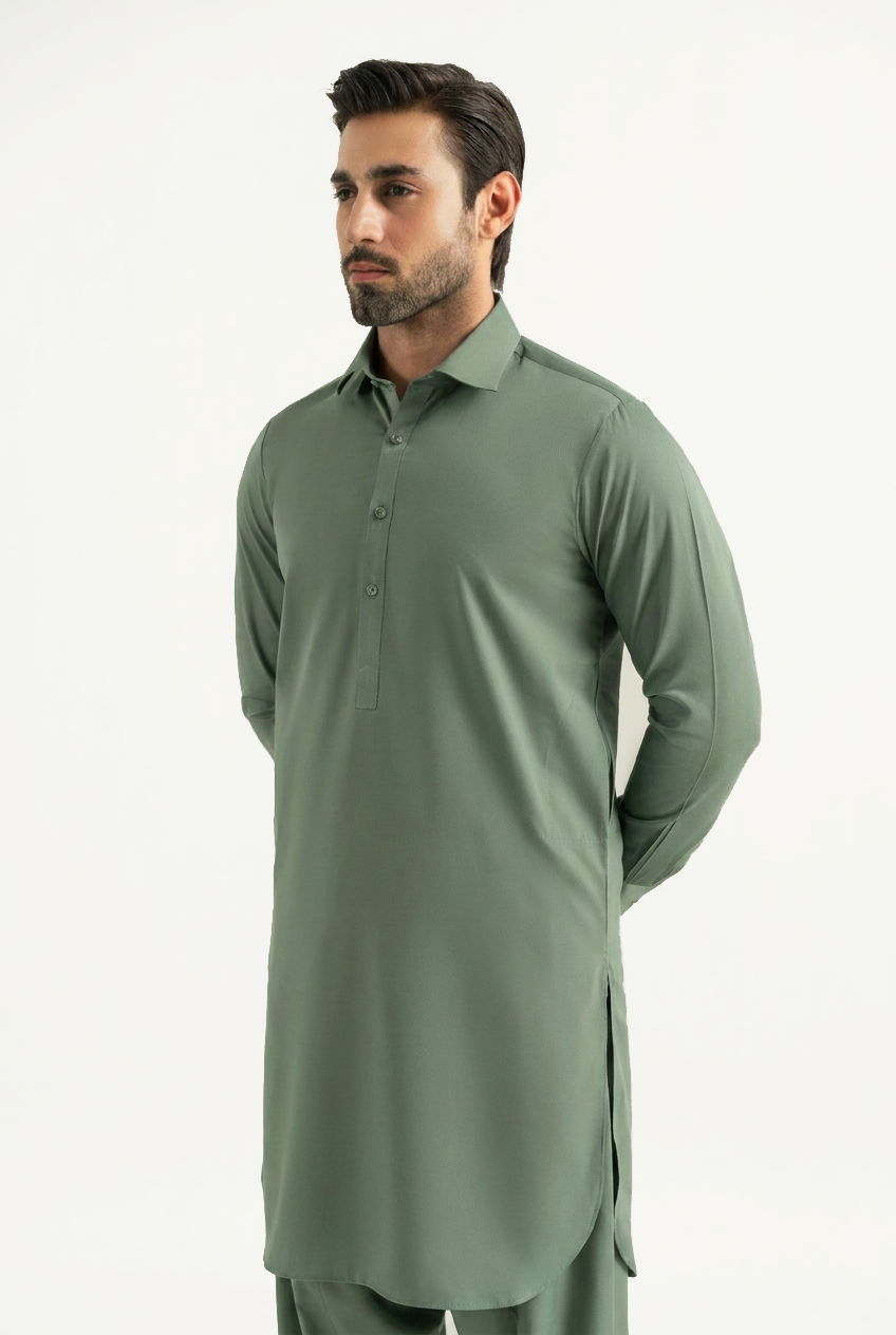 Sage Green Blended Shalwar Kameez